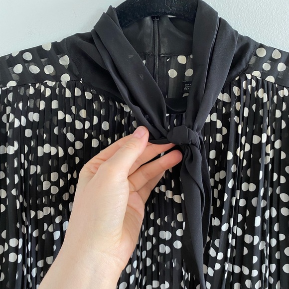Zara Black + White Polka Dot Sheer Top - M-L - Picture 4 of 6